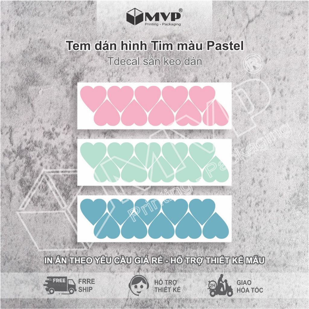 100 Tem dán hình trái tim nhiều màu Pastel lãng mạng dùng trang trí quà tặng