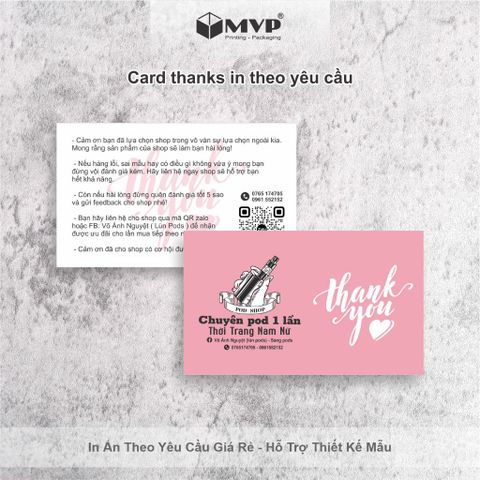  Card cám ơn IN THEO YÊU CẦU, IN thiệp thanks - hỗ trợ thiết kế mẫu 