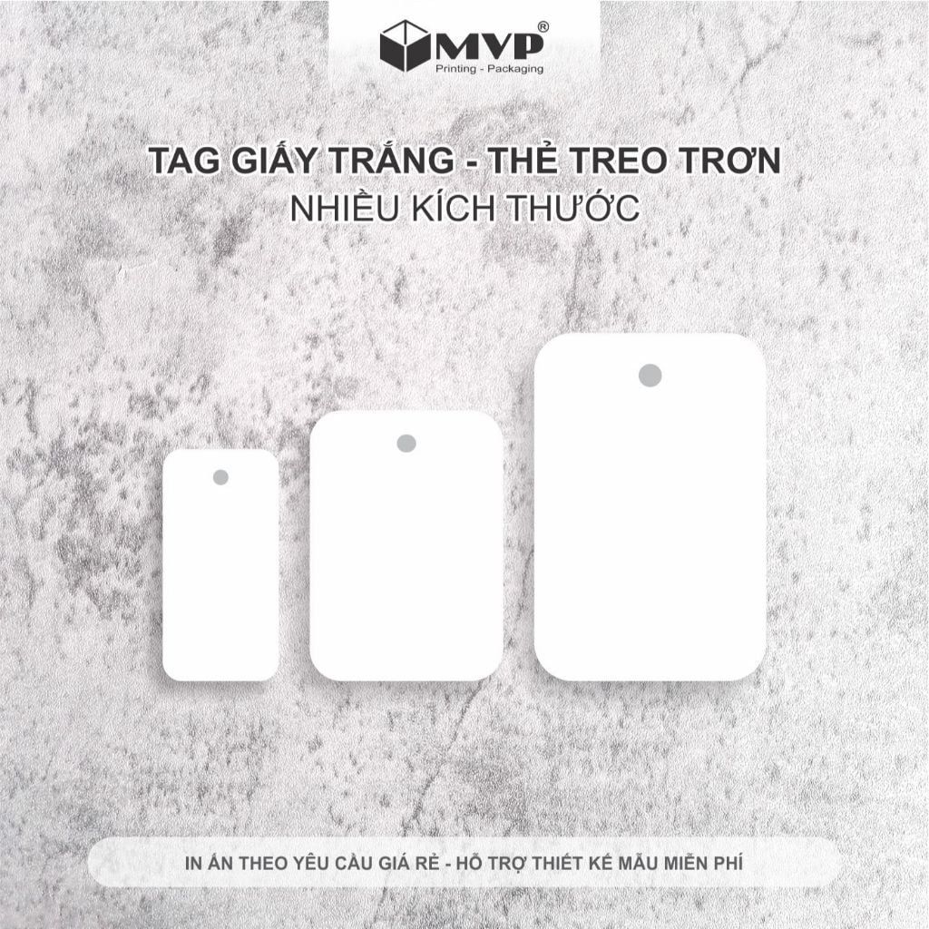 100 Tag giấy mini trắng trơn nhiều kích thước - Thẻ treo ghi giá cho trang sức