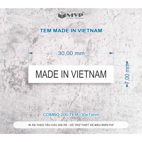  500 tem dán made in Vietnam, Tem decal sẵn keo lột dán (30x7)mm 