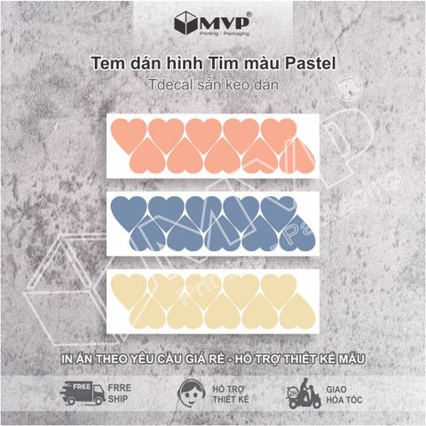  100 Tem dán hình trái tim nhiều màu Pastel lãng mạng dùng trang trí quà tặng 