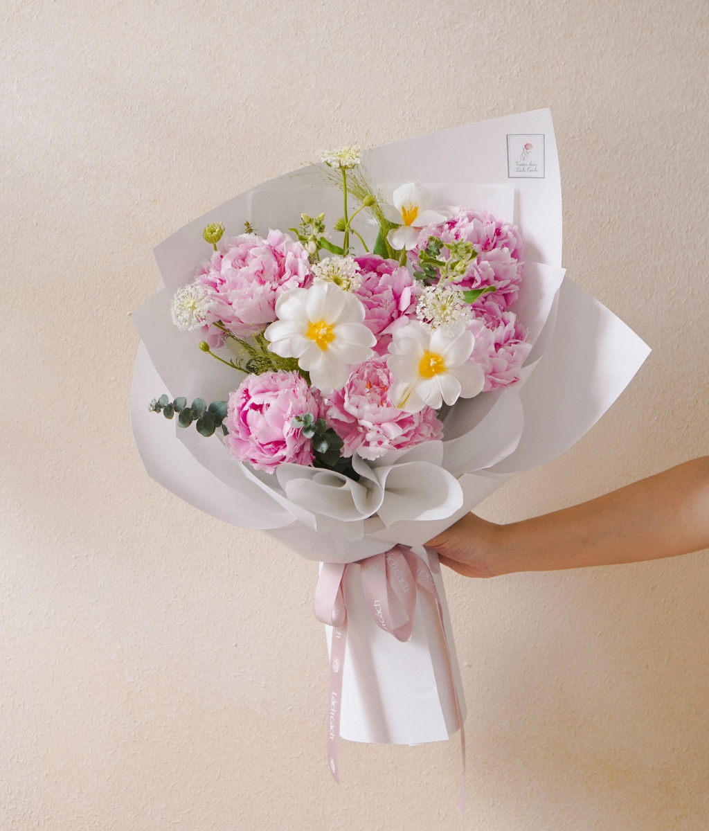 Bó một mặt peony Sarah mix tulip