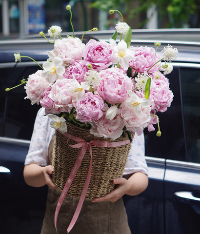 Giỏ hoa mix 15 bông peony sarah