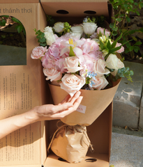 Box thảnh thơi tú cầu hồng mix tulip