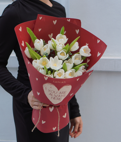 Valentine 2026 - Mẫu 14 - HOA CHO EM 20b tulip trắng