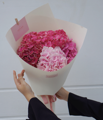 Bó một mặt tú cầu hồng đậm - nhạt Hà Lan