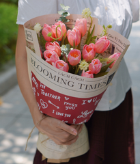 Bó Blooming times tulip nhuộm rosy