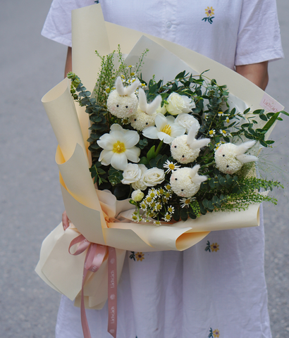 Bó một mặt thỏ mix tulip