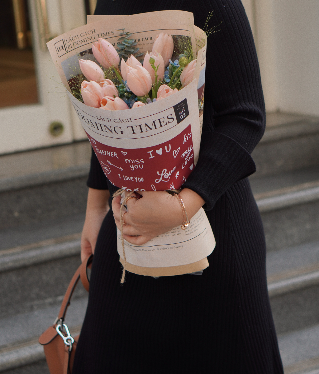 Bó Blooming times tulip cam đào