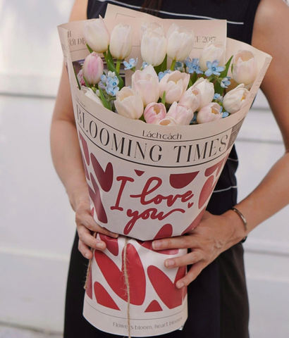 20/10/2026 - Mẫu 16 - Blooming 20b tulip trắng hồng mix sao xanh