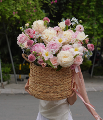Giỏ lục bình peony mix tulip