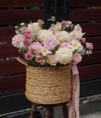 Giỏ lục bình peony mix tulip