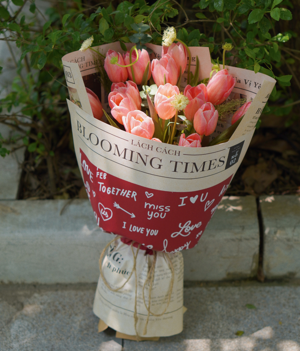 Bó Blooming times tulip nhuộm rosy