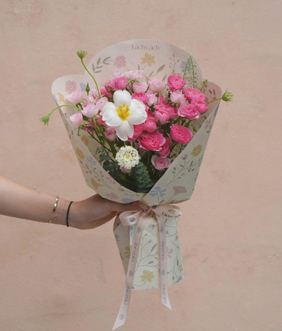 20/10/2026 - Mẫu 3 - Bông Bánh Bèo hồng chùm mix tulip