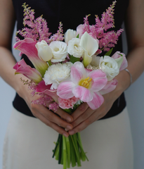 Hoa cưới calla lily hồng mix tone hồng