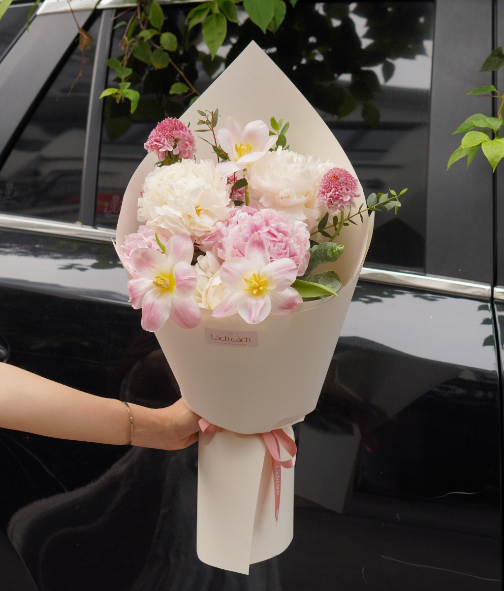 Bó một mặt peony Sarah mix tulip