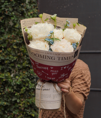 Bó Blooming times peony trắng