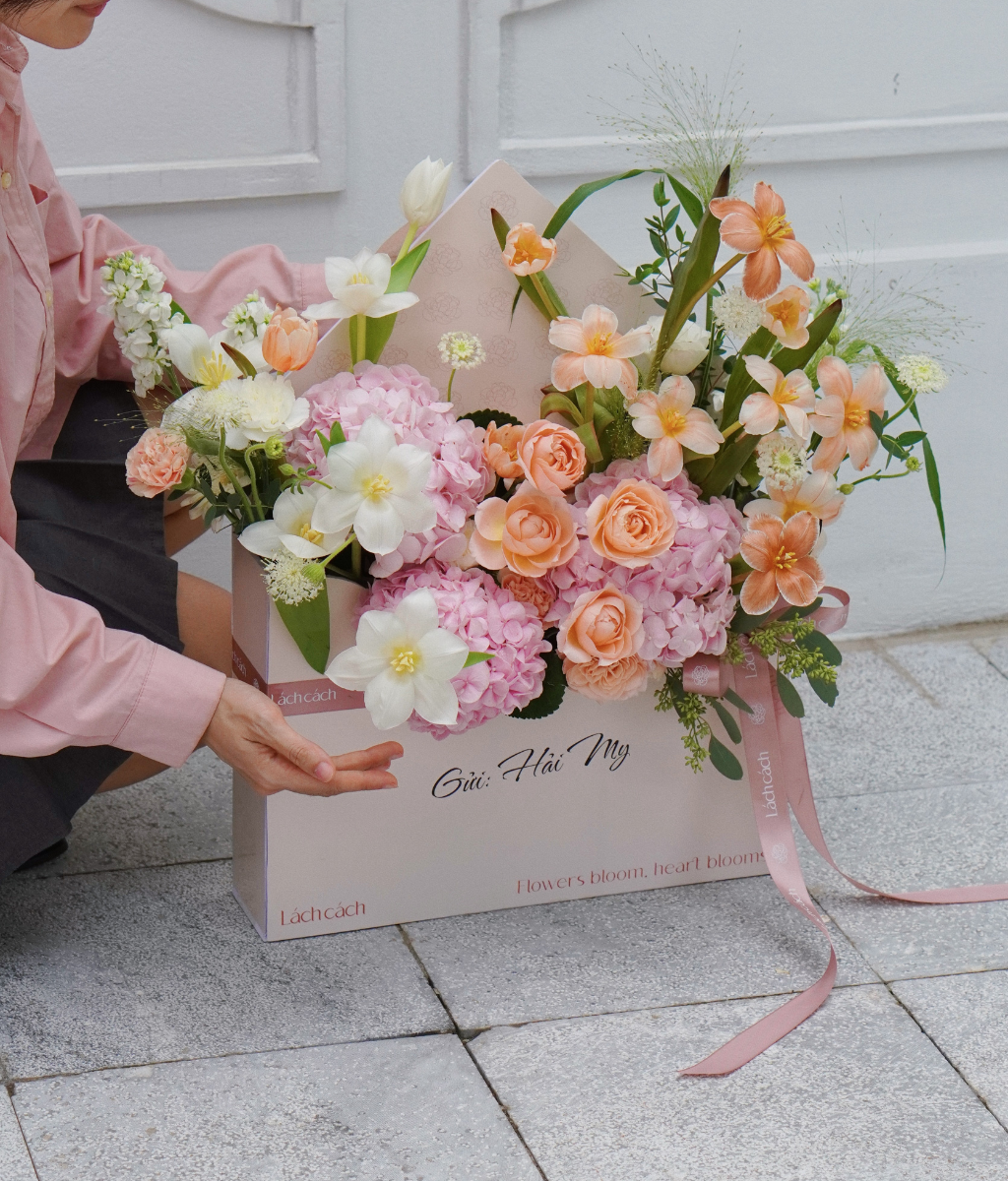 Phong thư hoa big size - tone hồng cam