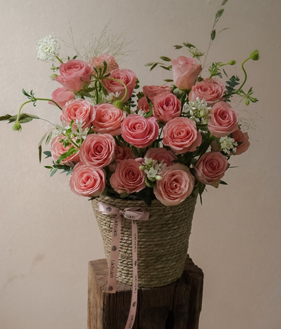 Giỏ cói hermosa mix sao trắng