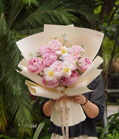 Bó một mặt peony Sarah mix tulip
