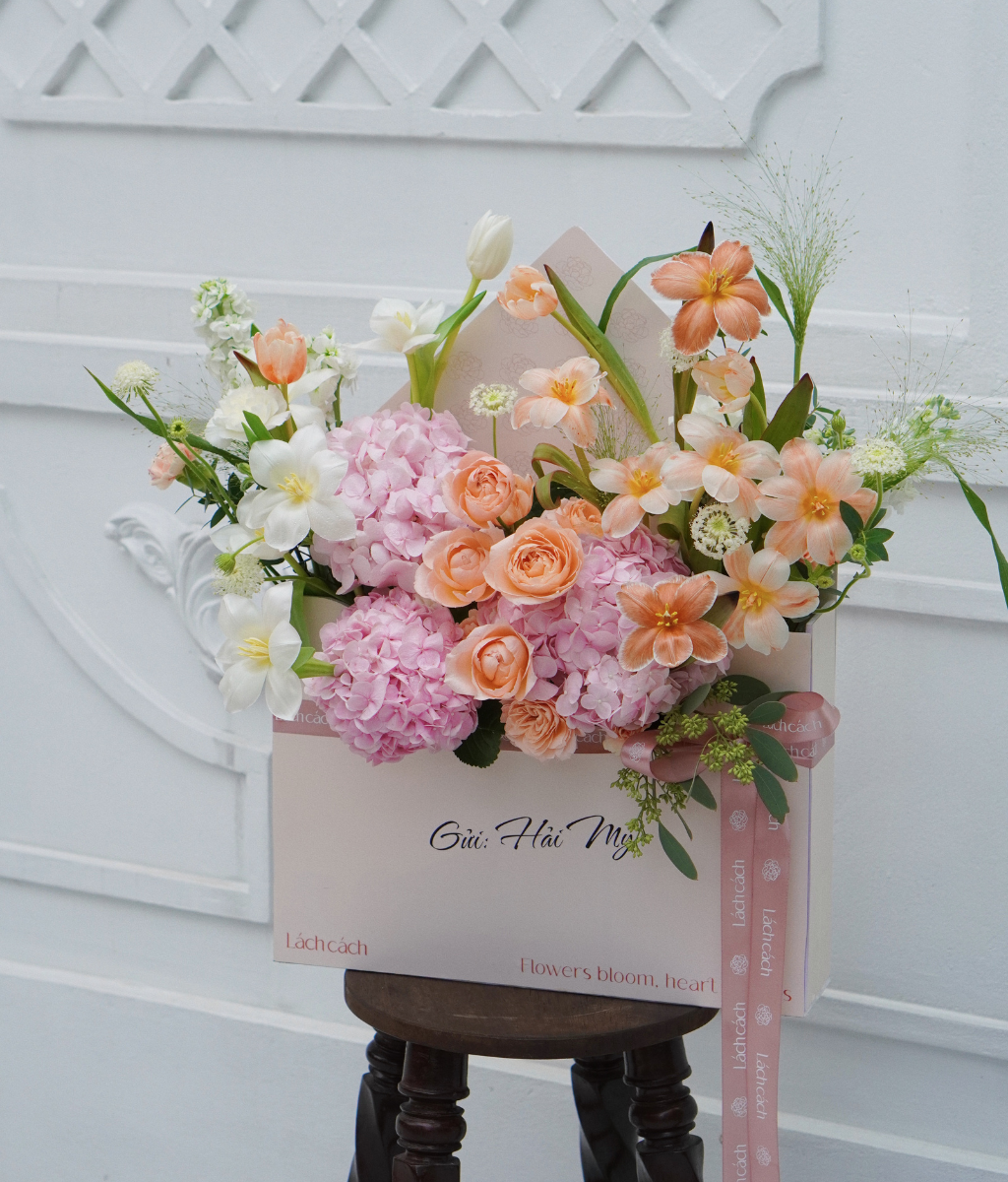 Phong thư hoa big size - tone hồng cam