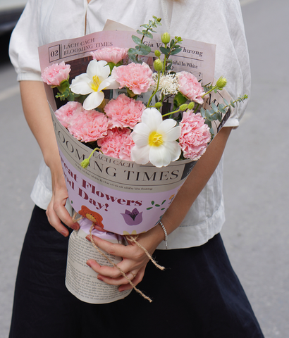 Bó Blooming times phăng hồng mix tulip
