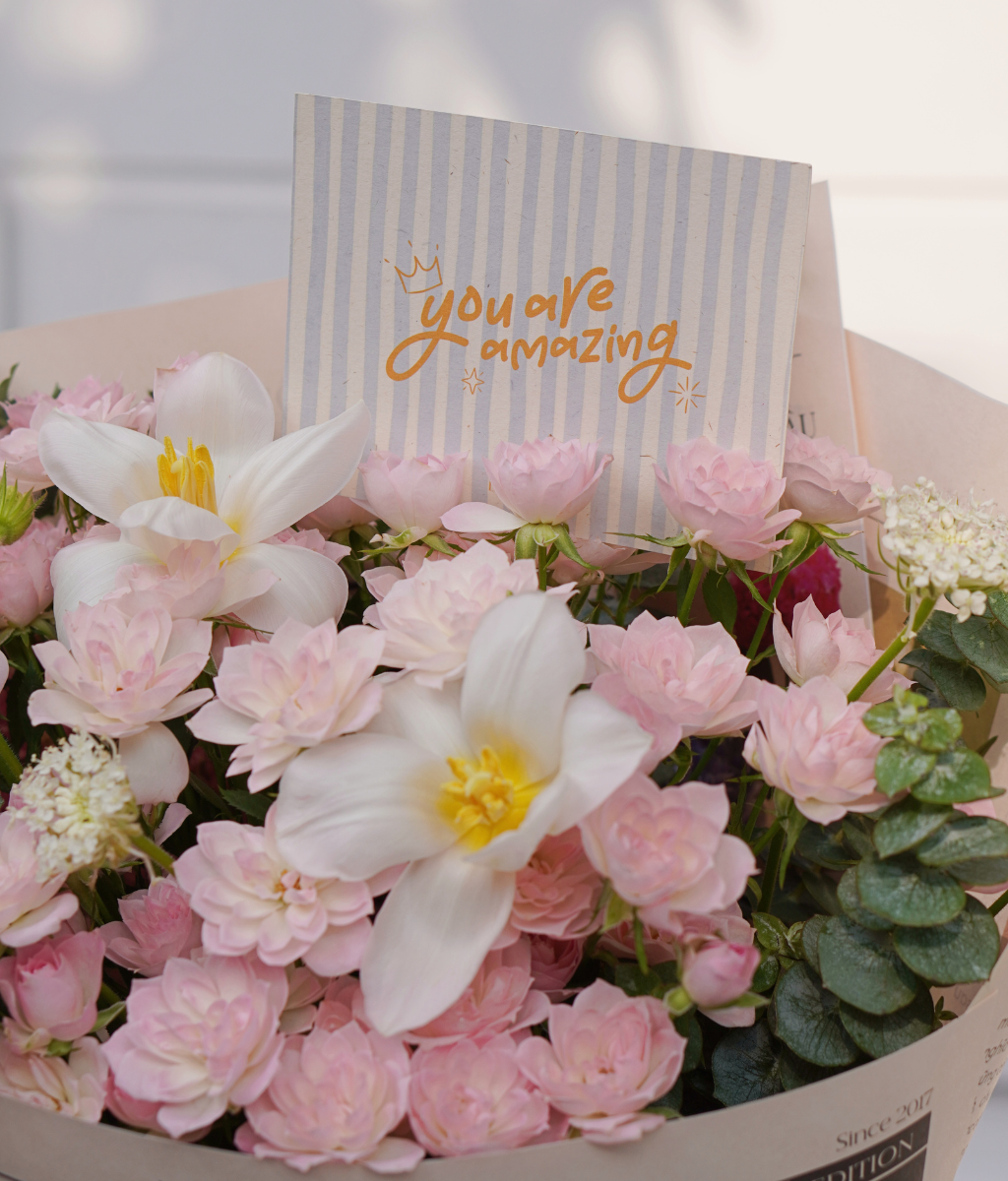 Blooming times hồng chùm mix tulip