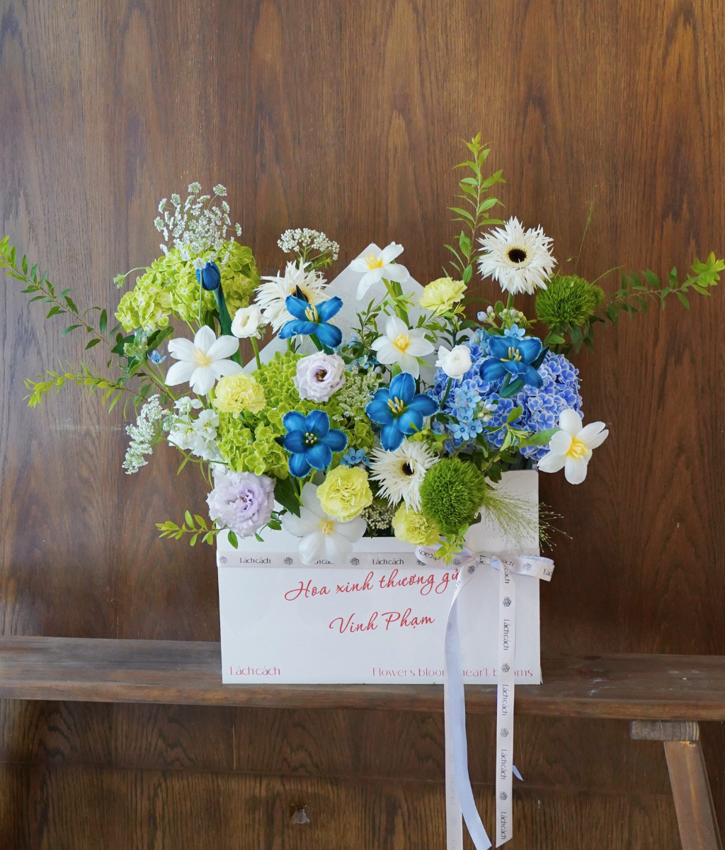 Phong thư hoa big size - tone xanh