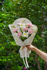 Bông Bánh Bèo phăng hồng mix tulip