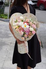 Bông Bánh Bèo tú cầu hồng mix tulip