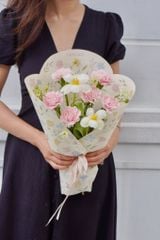 Bông Bánh Bèo phăng hồng mix tulip