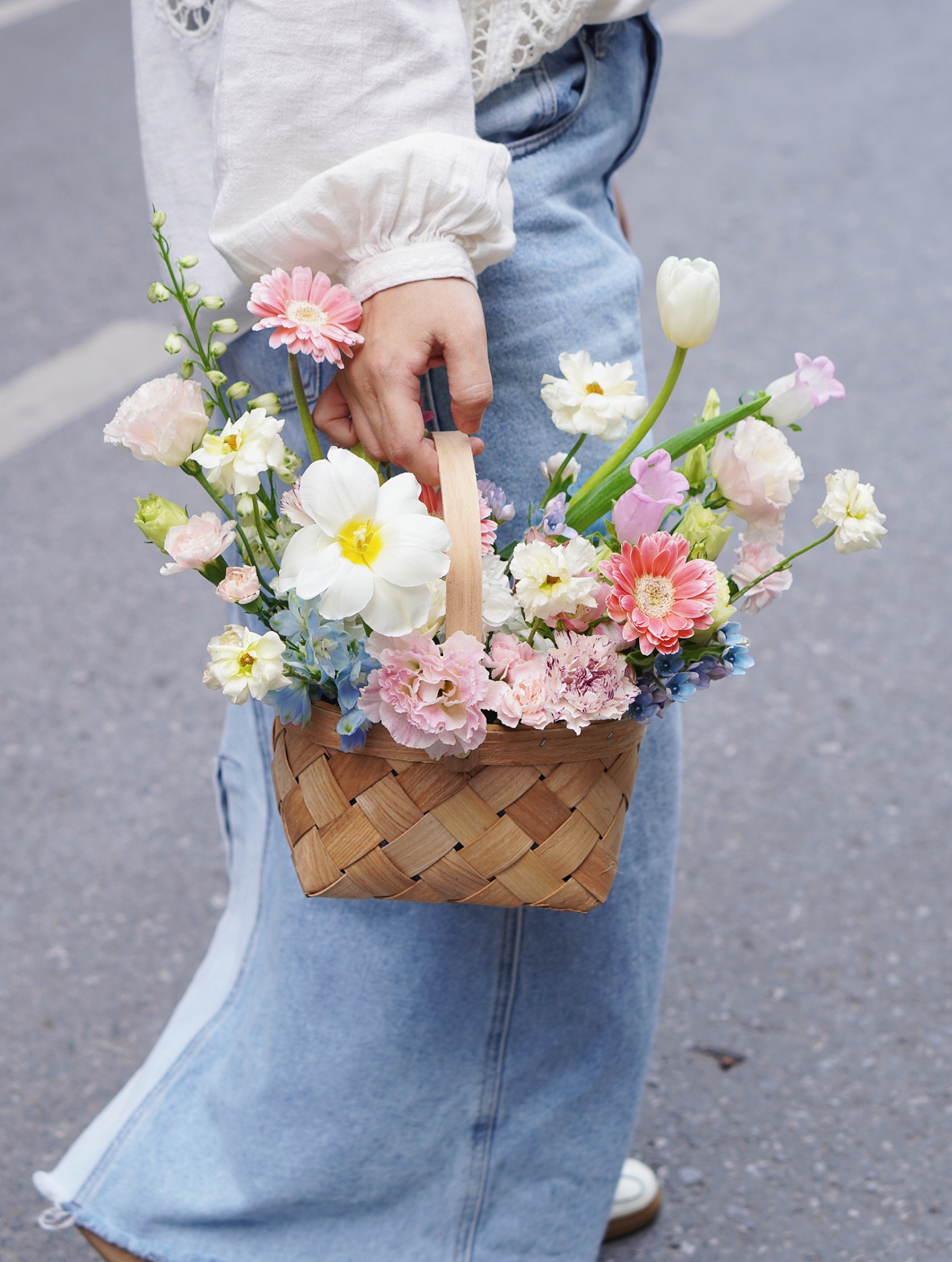 Giỏ đan chéo mix tulip