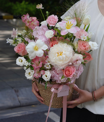 Giỏ cói peony mix