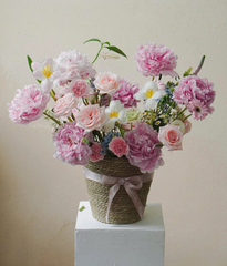 Giỏ cói peony mix