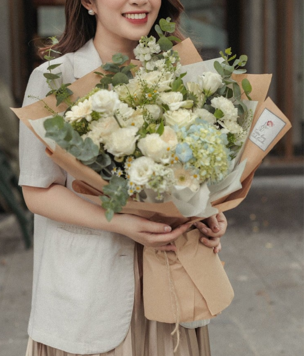 Bó một mặt tú cầu xanh bơ