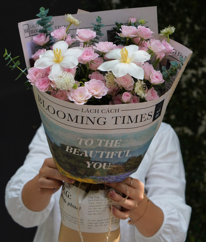 Bó Blooming times hồng chùm hồng nhạt