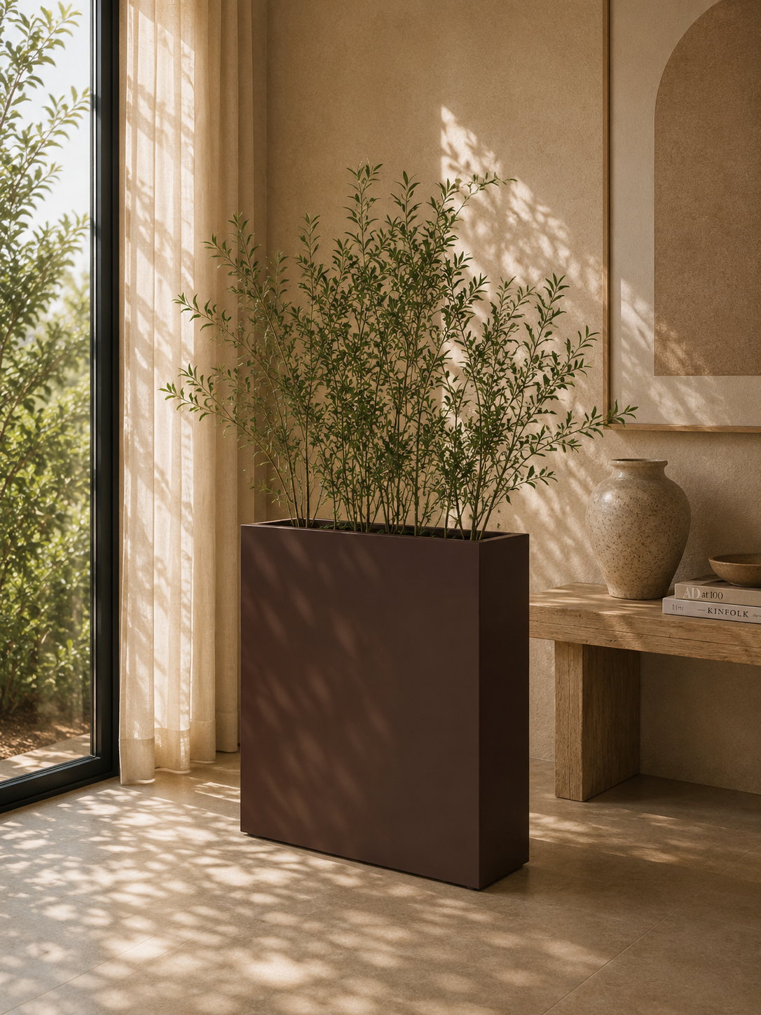  JS - AMESBURY Chậu Composite chữ nhật hẹp (Dài 92 x Rộng 26 x Cao 82 cm) 