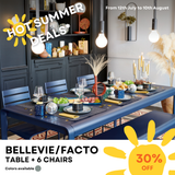  BELLEVIE - Set: 1 x table 196x90 and 6 x FACTO chairs 