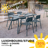  LUXEMBOURG - Set: 1 x table 165x100 and 4 x STUDIE chairs 