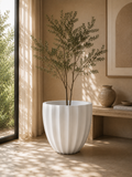  JS - SANTA BARBARA Chậu Composite tròn thấp có rãnh dọc (Đường kính 59 x Cao 52 cm) 