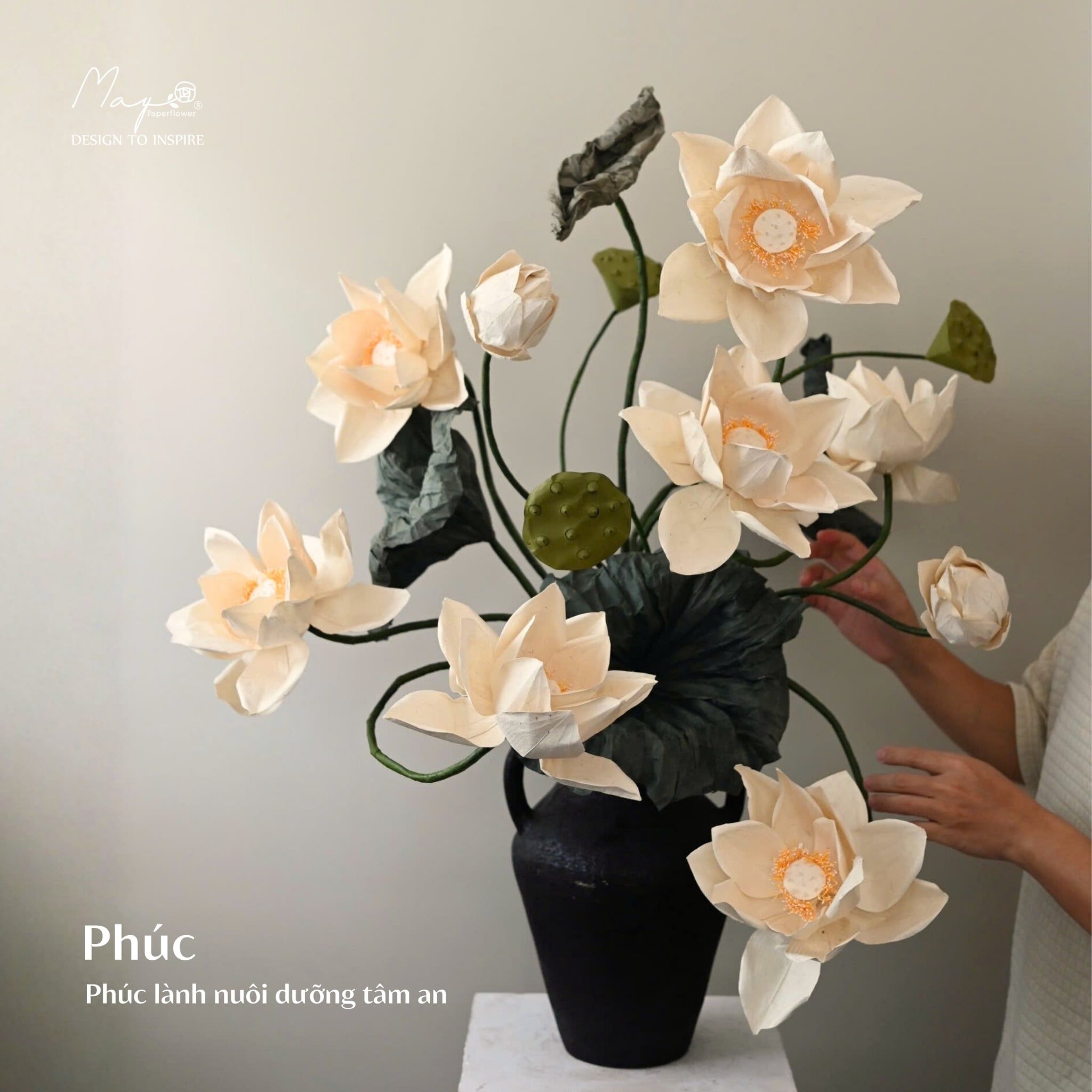  MPF - Hoa Sen Giấy Được Làm Thủ Công (Nhụy-Hoa-Lá) 