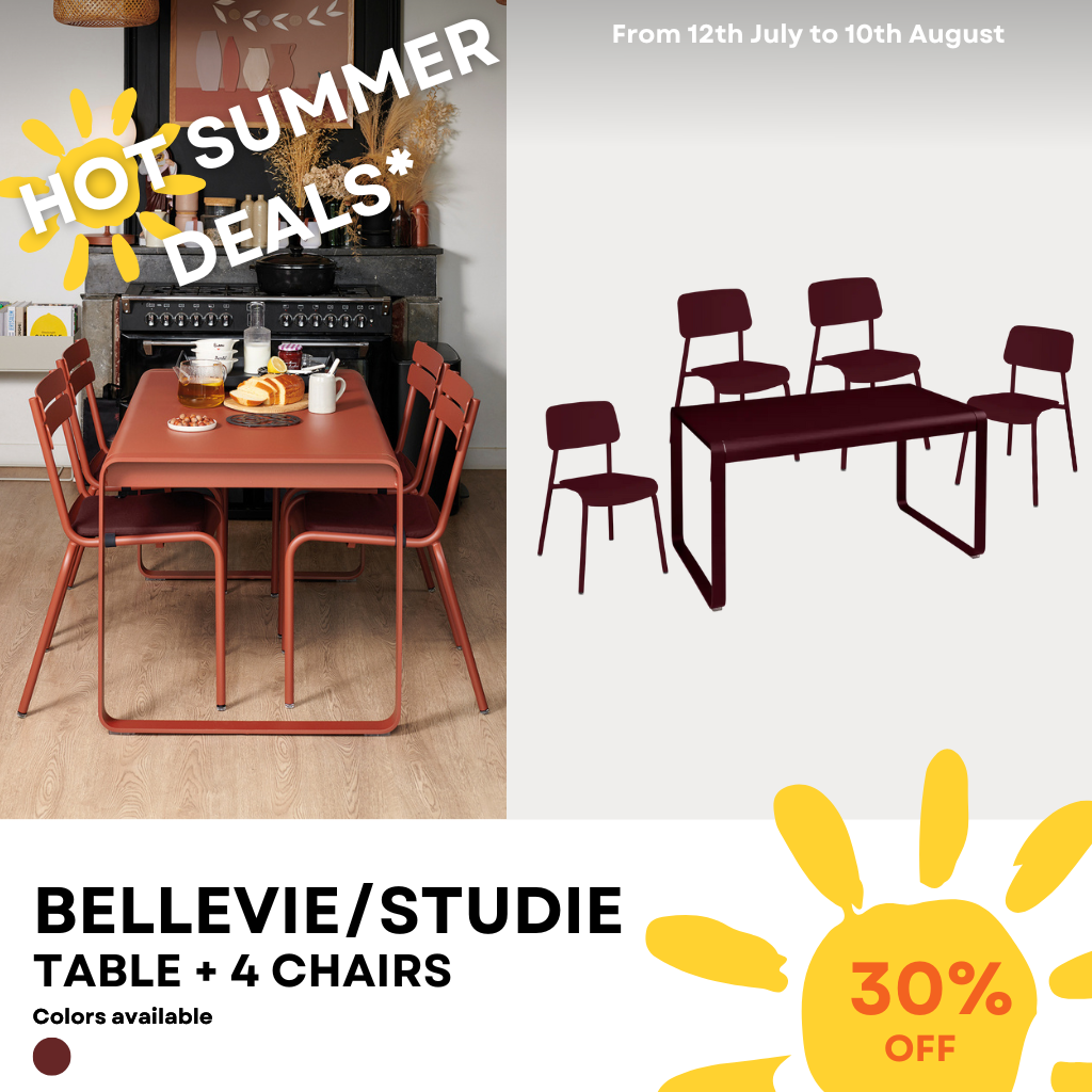  BELLEVIE - Set: 1 x table 140x80 and 4 x STUDIE chairs 