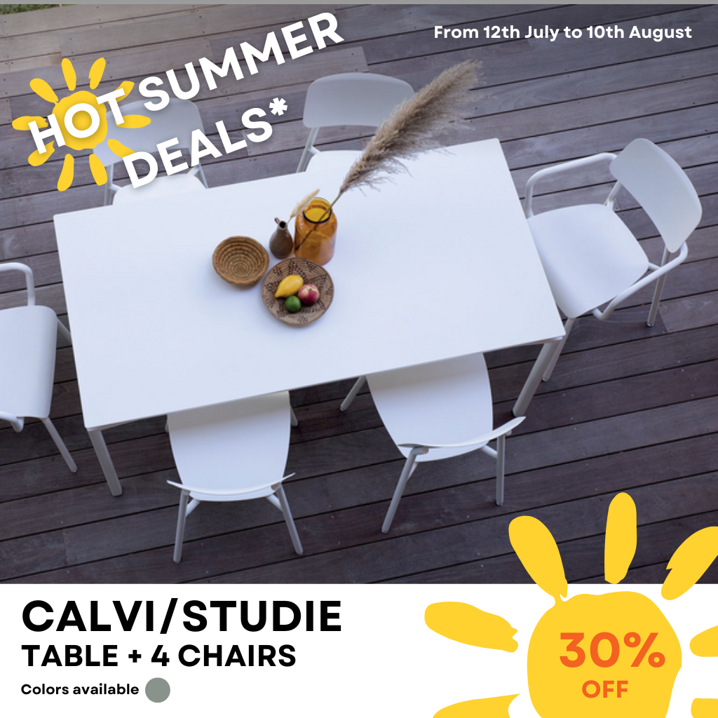  CALVI - Set: 1 x table 160x80 and 4 x STUDIE chairs 