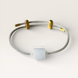  Dây đeo tay lu thống cẩm thạch trắng xanh - Size nữ 