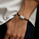  Dây đeo tay lu thống cẩm thạch trắng xanh - Size nam 