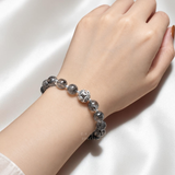  Vòng đá thạch anh tóc đen mix bạc 925 