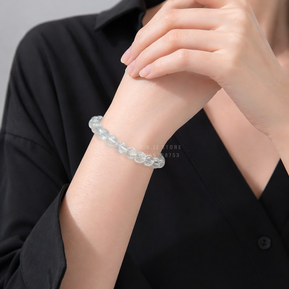  Vòng đá thạch anh trắng 