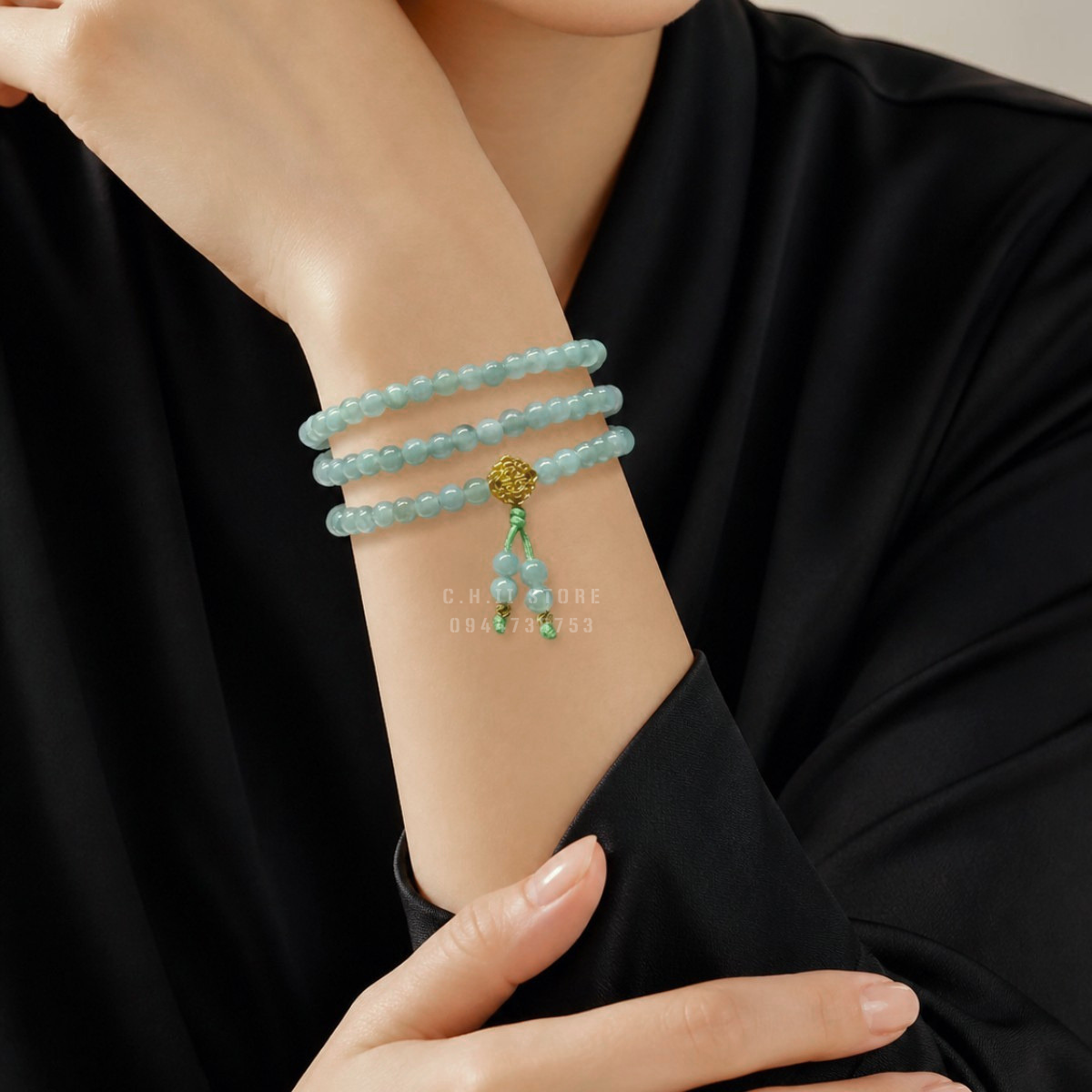  Chuỗi lam ngọc loại A mix Charm 