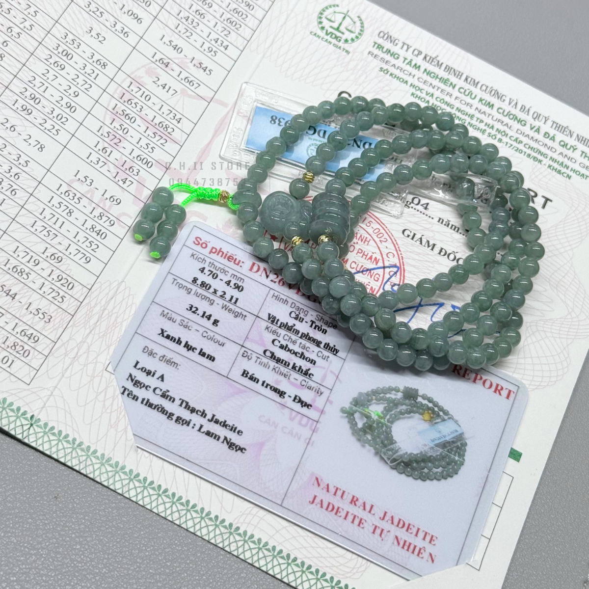  Chuỗi lam ngọc loại A mix Charm 