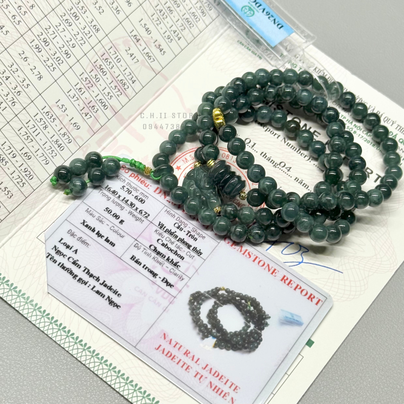  Chuỗi lam ngọc loại A mix Charm 